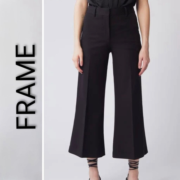 FRAME Pants - NWT Women's FRAME Black Le Crop Palazzo Wide Leg Trousers Sz 12 work wear office